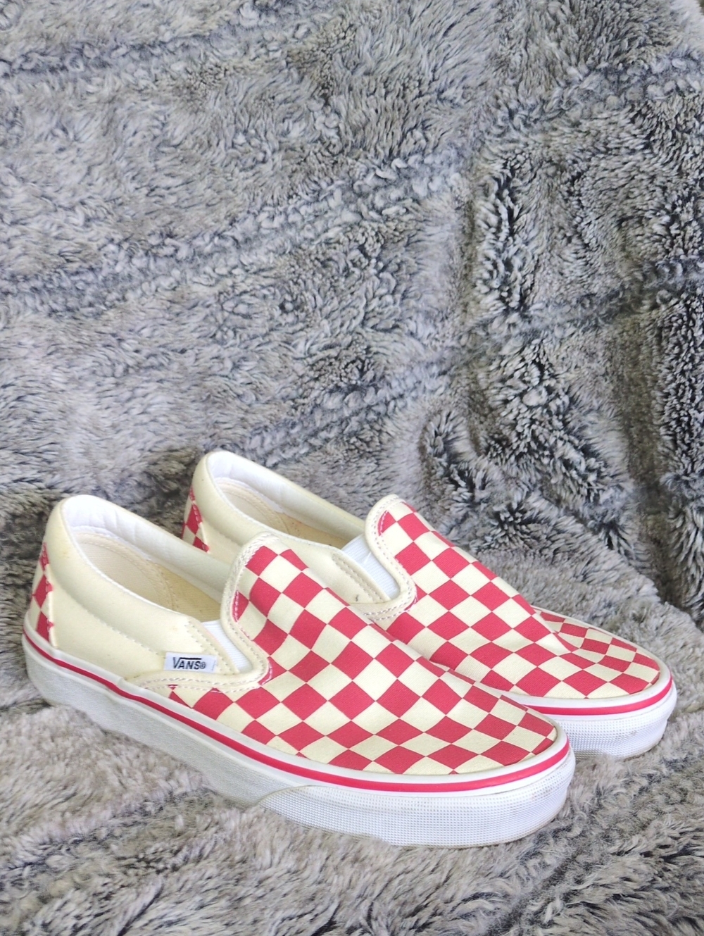 Van's Classic Slip-on Red and White Checkerboard Women's Sz 7 - Picture 1 of 5